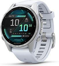 Garmin Fenix 8 43 mm zilver titanium met steen wit polsband, Telecommunicatie, Overige Telecommunicatie, Zo goed als nieuw, Verzenden