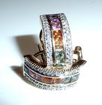 Oorbellen - 9 kt. Geel goud - 1.00ct. tw. Saffier - Diamant, Nieuw