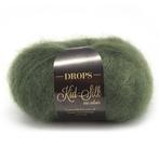 DROPS Kid-Silk Uni Colour - 19 donkergroen - Mohair Garen, Ophalen of Verzenden, Nieuw