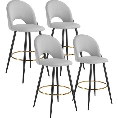 Barkruk Sachel met rugleuning, fluweellook - lichtgrijs / zw, Huis en Inrichting, Barkrukken, Verzenden