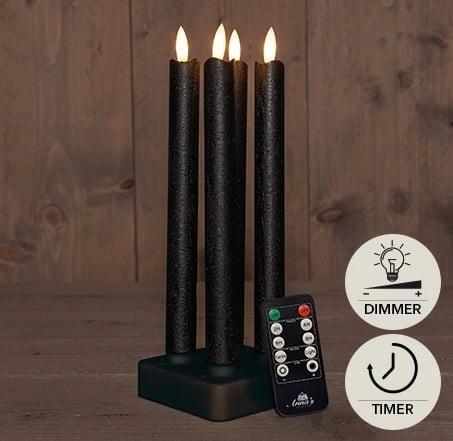 Actie led-kaarsen - oplaadbaar zwart set van 4 met, Huis en Inrichting, Woonaccessoires | Kunstplanten en Kunstbloemen, Nieuw