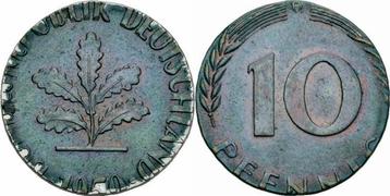 Duitsland Brd 10 Pfennig 1950 D auf 1 Pfennig Schroetling...