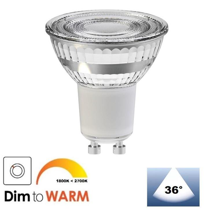 GU10 LED Spot Dim To Warm | 3,6 Watt | Direct leverbaar, Huis en Inrichting, Lampen | Spots, Led, Nieuw, Glas, Plafondspot of Wandspot