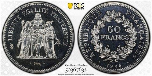 Frankrijk. 50 Francs 1980 Hercule - PCGS MS67, Postzegels en Munten, Munten | Europa | Euromunten