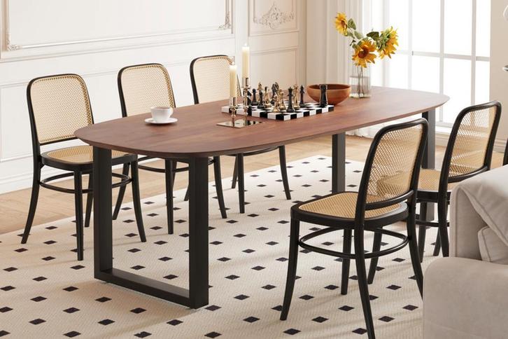 Eettafel Tommy 220x100cm Bruin Massief Mango Hout - RF51550-, Huis en Inrichting, Tafels | Eettafels, Nieuw, Ophalen of Verzenden