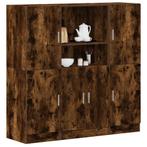 vidaXL 3-delige Keukenkastenset bewerkt hout gerookt, Huis en Inrichting, Woonaccessoires | Wandplanken en Boekenplanken, Verzenden