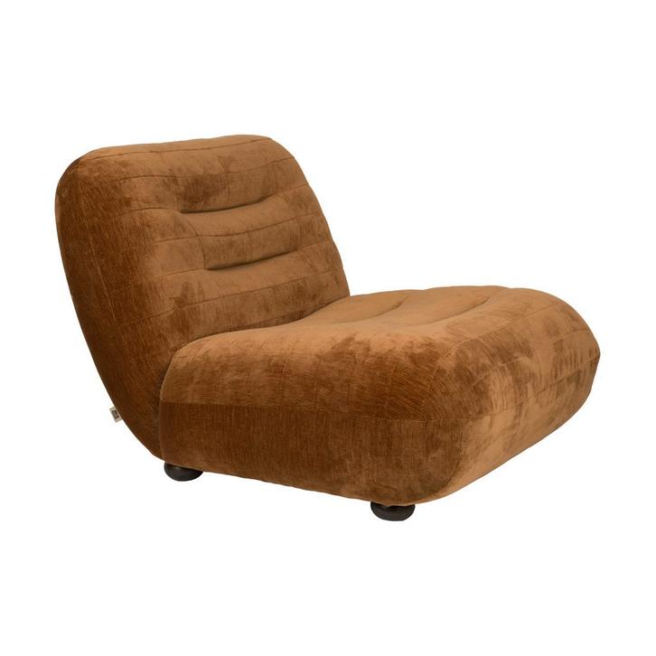 *WOONWINKEL* Dutchbone Wyatt Lounge Fauteuil Velours Cognac, Huis en Inrichting, Fauteuils, Nieuw, Stof, Verzenden