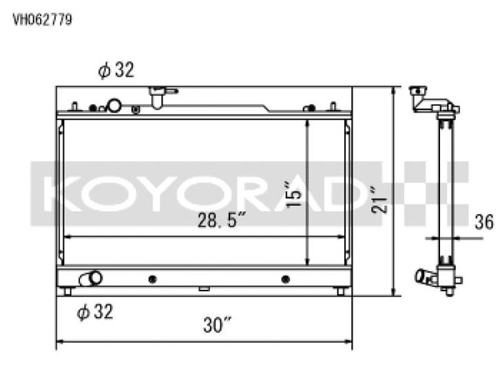 Koyo 06-08 Mazdaspeed 6 2.3L Turbo Radiator - VH062779, Auto-onderdelen, Motor en Toebehoren, Ophalen of Verzenden