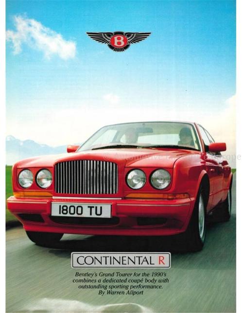 1991 BENTLEY CONTINENTAL R BROCHURE ENGELS, Boeken, Auto's | Folders en Tijdschriften