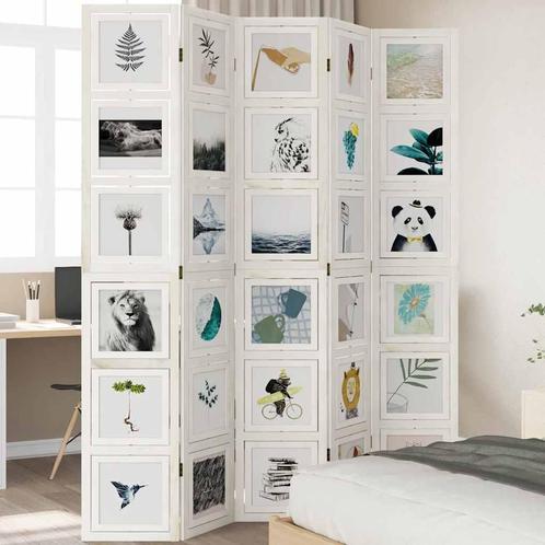 vidaXL Kamerscherm met 5 panelen massief paulowniahout wit, Huis en Inrichting, Woonaccessoires | Kamerschermen, Nieuw, Verzenden