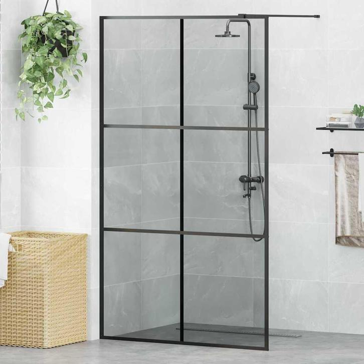vidaXL Inloop Douche Wand Zwart 115 x 195 cm gehard glas, Doe-het-zelf en Verbouw, Sanitair, Nieuw, Verzenden