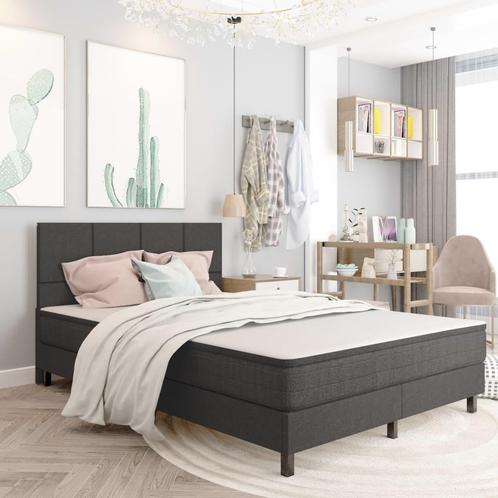 vidaXL Boxspring stof donkergrijs 140x200 cm, Huis en Inrichting, Slaapkamer | Bedden, 140 cm, 200 cm, Grijs, Tweepersoons, Nieuw