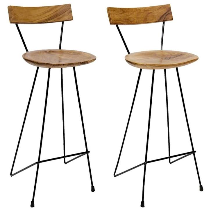 Barkrukken Teak Hout Set van 2 | Retourdeal | 55% Korting!, Huis en Inrichting, Barkrukken, 90 cm of meer, 2 krukken, Nieuw, Ophalen of Verzenden
