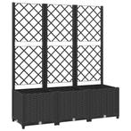 Zwarte Plantenbak met Latwerk - Retourdeal - Klimplanten!, Tuin en Terras, Bloembakken en Plantenbakken, Kunststof, 100 cm of meer
