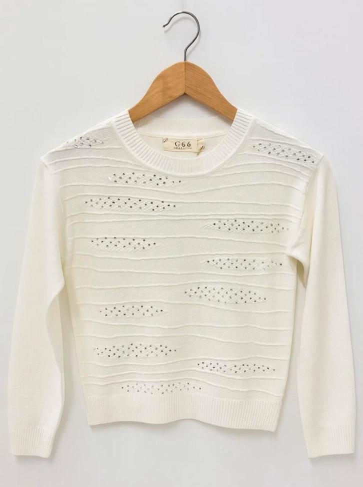 Witte meisjestrui met subtiele steentjes|Herfst/Winter|NIEUW, Kinderen en Baby's, Kinderkleding | Overige, Meisje, Nieuw, Ophalen of Verzenden