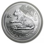Lunar II - Year of the Tiger - 1/2 oz 2010 (50.035 oplage), Postzegels en Munten, Munten | Oceanië, Zilver, Losse munt, Verzenden