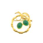 22 Krt. Gouden broche met chrysopraas | Exclusief/Vintage, Gebruikt, Overige kleuren, Ophalen of Verzenden, Met edelsteen