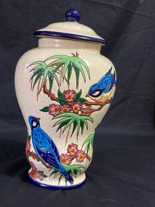 Émaux Longwy Les Recollets - Signé GIL - Vaas - Zeer grote, Antiek en Kunst, Antiek | Glas en Kristal