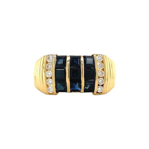Gouden ring met saffier en diamant 18 krt, Sieraden, Tassen en Uiterlijk, Ringen, Nieuw, Ophalen of Verzenden
