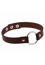 Choker Donkerbruin Ring Pu Leer Collar Ketting Halsband Sexy, Sieraden, Tassen en Uiterlijk, Kettingen, Kunststof, Verstelbaar