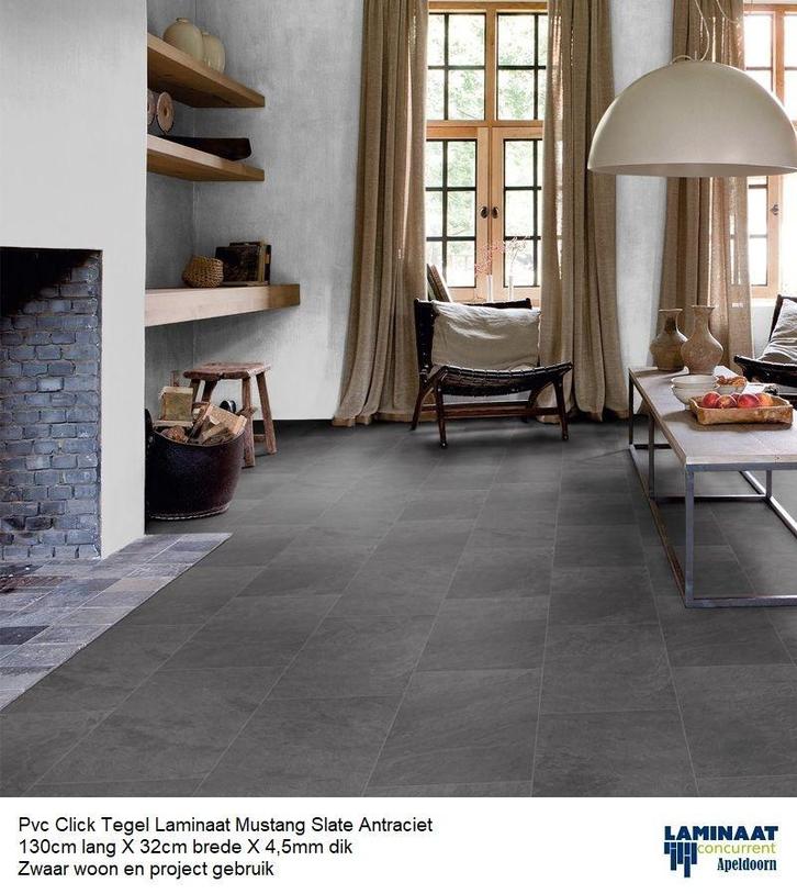 Pvc Laminaat Click Zwart Eik 100 X Kleur 5mm toplaag 0,55, Huis en Inrichting, Stoffering | Vloerbedekking, Wit, Crème, Beige