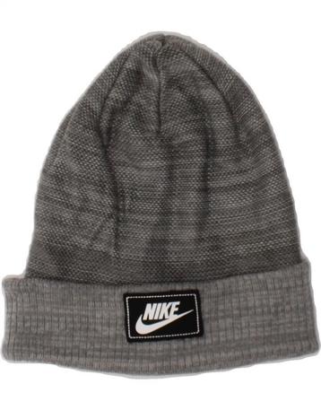 NIKE Mens Graphic Beanie Hat One Size Grey Pinstripe Acrylic beschikbaar voor biedingen