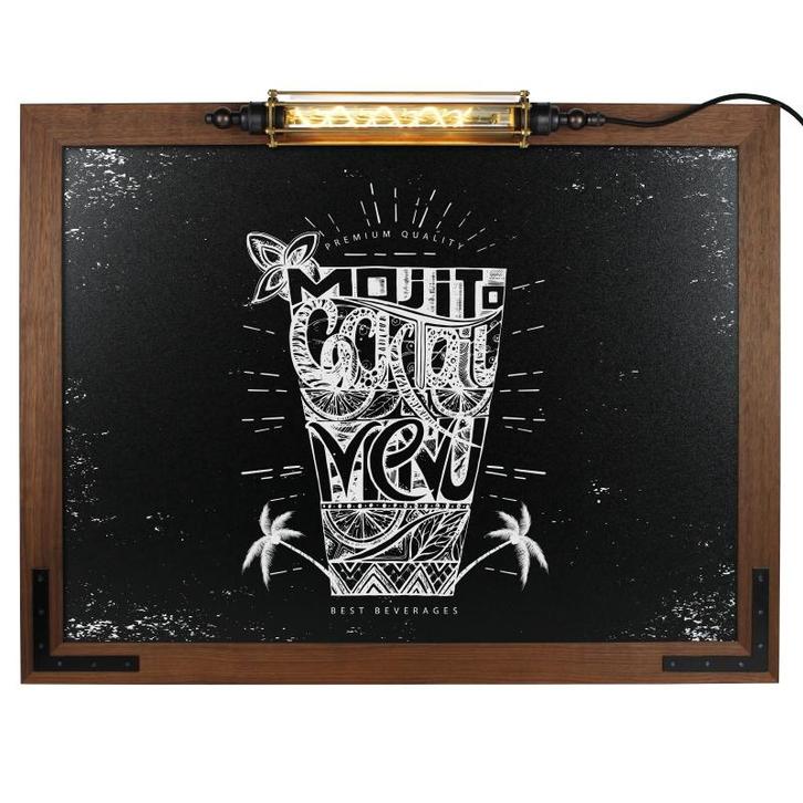 Krijtbord Noir Hexagon Curl LED 70x90 cm, Hobby en Vrije tijd, Tekenen