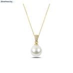 Gold plated 925 zilveren witte parel ketting met witte zirko, Verzenden, Nieuw, Zilver