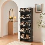 Schoenenkast Sykkylven 5 kleppen zwart 169x60x24 cm [en.casa, Huis en Inrichting, Verzenden, Nieuw