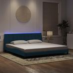 vidaXL Bedframe met LED-verlichting fluweel blauw 200x200 cm, Huis en Inrichting, Slaapkamer | Bedden, Overige maten, 200 cm, Stof