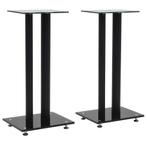 vidaXL Speakerstandaarden zuil-ontwerp gehard glas zwart 2, Muziek en Instrumenten, Standaards, Verzenden, Nieuw