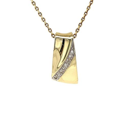 Gouden hanger met diamant 14 krt, Sieraden, Tassen en Uiterlijk, Kettinghangers, Wit, Zo goed als nieuw, Goud, Verzenden