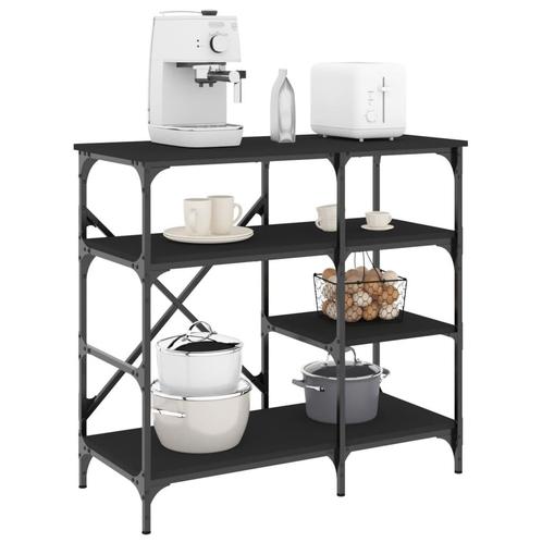 vidaXL Bakkersrek 90x40x84 cm bewerkt hout en metaal zwart, Huis en Inrichting, Keuken | Keukenbenodigdheden, Nieuw, Verzenden