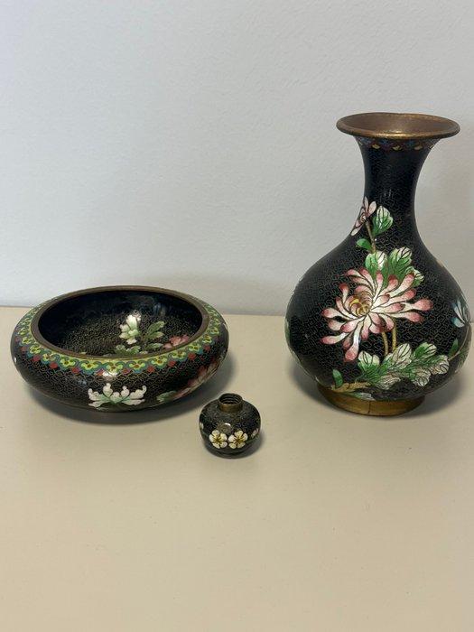 Vaas - Chinese cloisonne - China - Set van cloisonné vazen, Antiek en Kunst, Antiek | Overige Antiek
