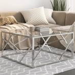 vidaXL Salontafel roestvrijstaal en gehard glas, Huis en Inrichting, Tafels | Salontafels, Verzenden, Nieuw, 50 tot 100 cm, Metaal