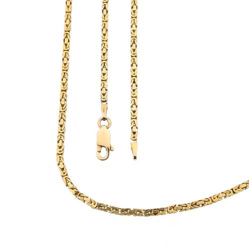 Gouden vierkante koningsschakel ketting | 62 cm, Sieraden, Tassen en Uiterlijk, Kettingen, Overige kleuren, Gebruikt, Goud, Ophalen of Verzenden