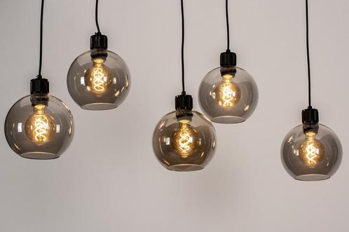 Rietveld Hanglampen - Zwart, Bruin, Grijs - Glas, Metaal, Huis en Inrichting, Lampen | Hanglampen, Verzenden