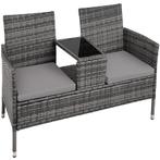 Wicker tuinbank met tafel - grijs/lichtgrijs, Verzenden, Nieuw