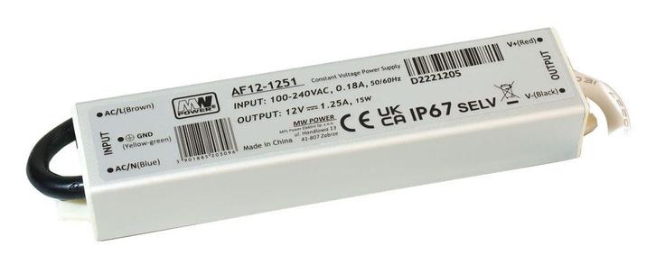 Ledvoeding - 12 volt - 1,25 ampère - 15 watt, Hobby en Vrije tijd, Elektronica-componenten, Verzenden