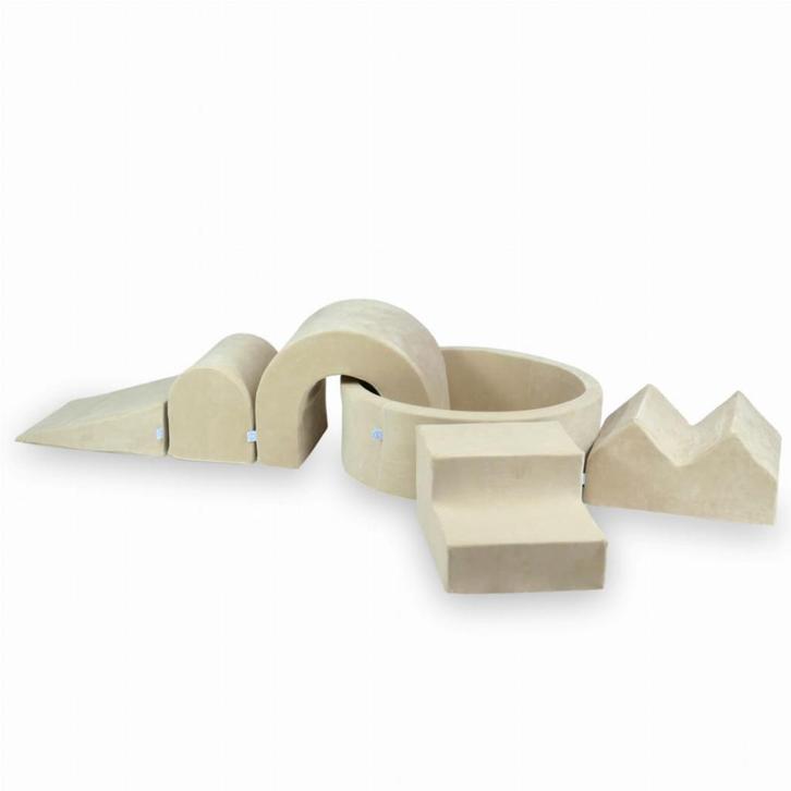 XXL foam speelset in soft beige velvet met ballenbak voor..., Kinderen en Baby's, Speelgoed | Educatief en Creatief, Nieuw, Ophalen of Verzenden
