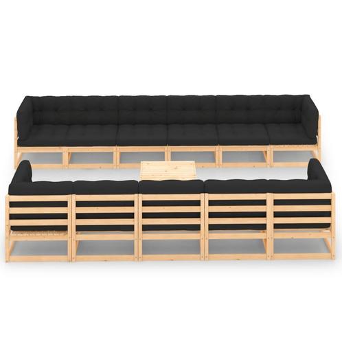 vidaXL 12-delige Loungeset met antracietkleurige kussens, Tuin en Terras, Tuinsets en Loungesets, Loungeset, Nieuw, Verzenden