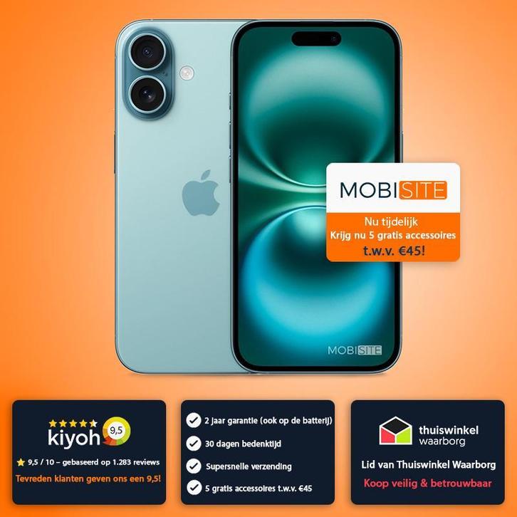 Apple iPhone 16 128GB | 4 Gratis Accessoires – Accu tot 100%, Telecommunicatie, Mobiele telefoons | Apple iPhone, Zonder abonnement