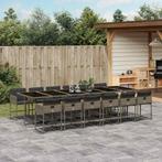 vidaXL 13-delige Tuinset met kussens poly rattan grijs, 2 zitplaatsen, Nieuw, Tuinset, Verzenden