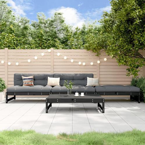 vidaXL 4-delige Loungeset massief grenenhout zwart, Tuin en Terras, Tuinsets en Loungesets, Loungeset, Nieuw, 4 zitplaatsen, Verzenden