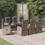 vidaXL 9-delige Tuinset met kussens poly rattan zwart en, Verzenden, Nieuw, Rotan, Tuinset