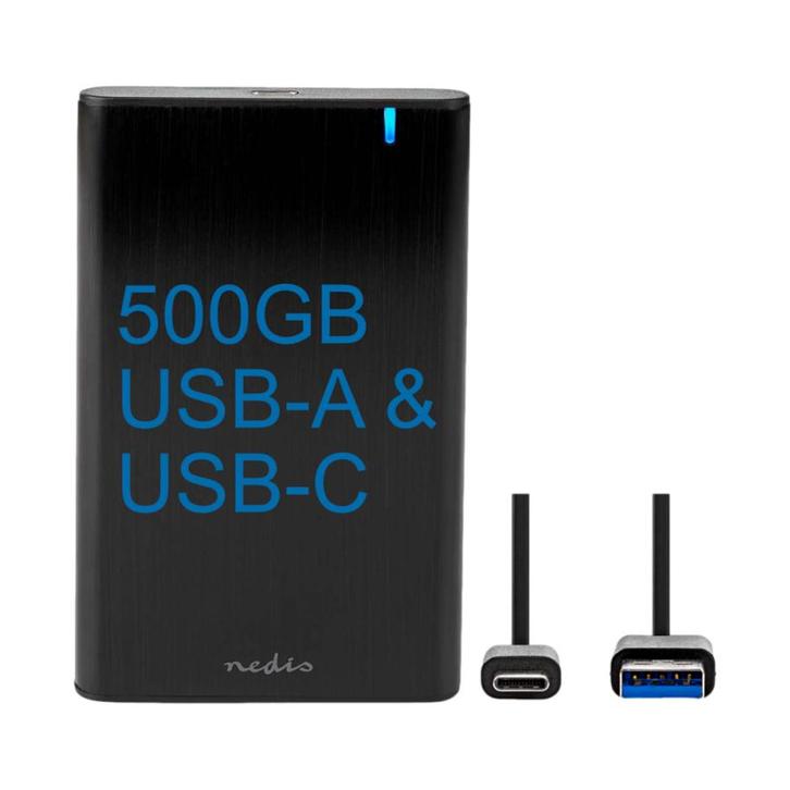 Refurbished Nedis 500GB-HDD met garantie, Computers en Software, Harde schijven, Extern, USB, Zo goed als nieuw, SSD, Ophalen of Verzenden