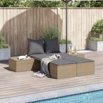 vidaXL Ligbed 2-persoons met kussens poly rattan beige, Verzenden, Nieuw