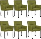 Set van 6 Groene leren moderne eetkamerstoelen - Toledo Leer, Nieuw, Vijf, Zes of meer stoelen, Eigentijds, Leer