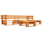 vidaXL 4-delige Loungeset pallet hout honingbruin, Tuin en Terras, Tuinsets en Loungesets, Verzenden, Nieuw, 4 zitplaatsen, Loungeset
