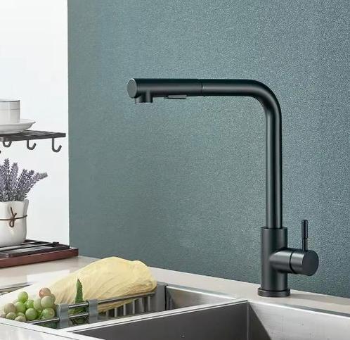 Zwarte Uittrekbare Keukenkraan – 360° & 2 Waterstanden, Doe-het-zelf en Verbouw, Sanitair, Nieuw, Verzenden